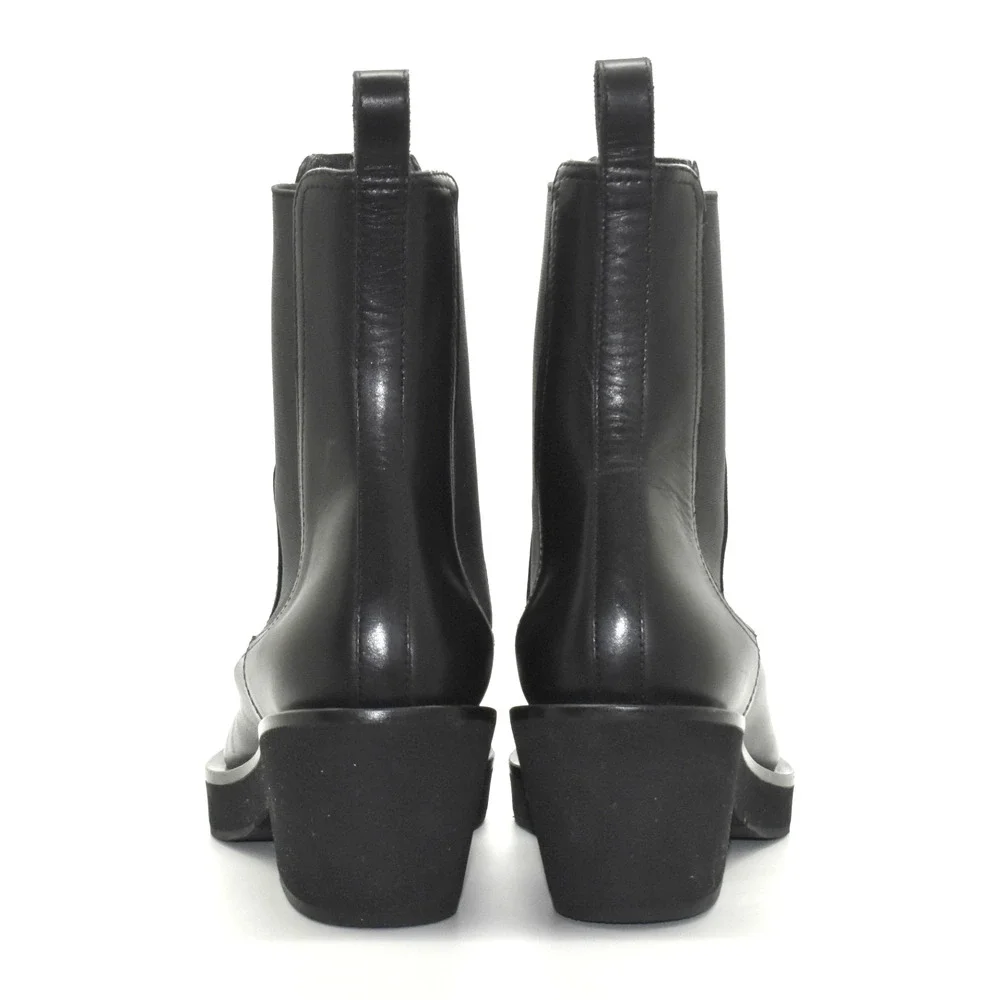 C0 NWOB ROBERT CLERGERIE Black Leather Angular Toe Tegan Boot Shoes Size 39.5
